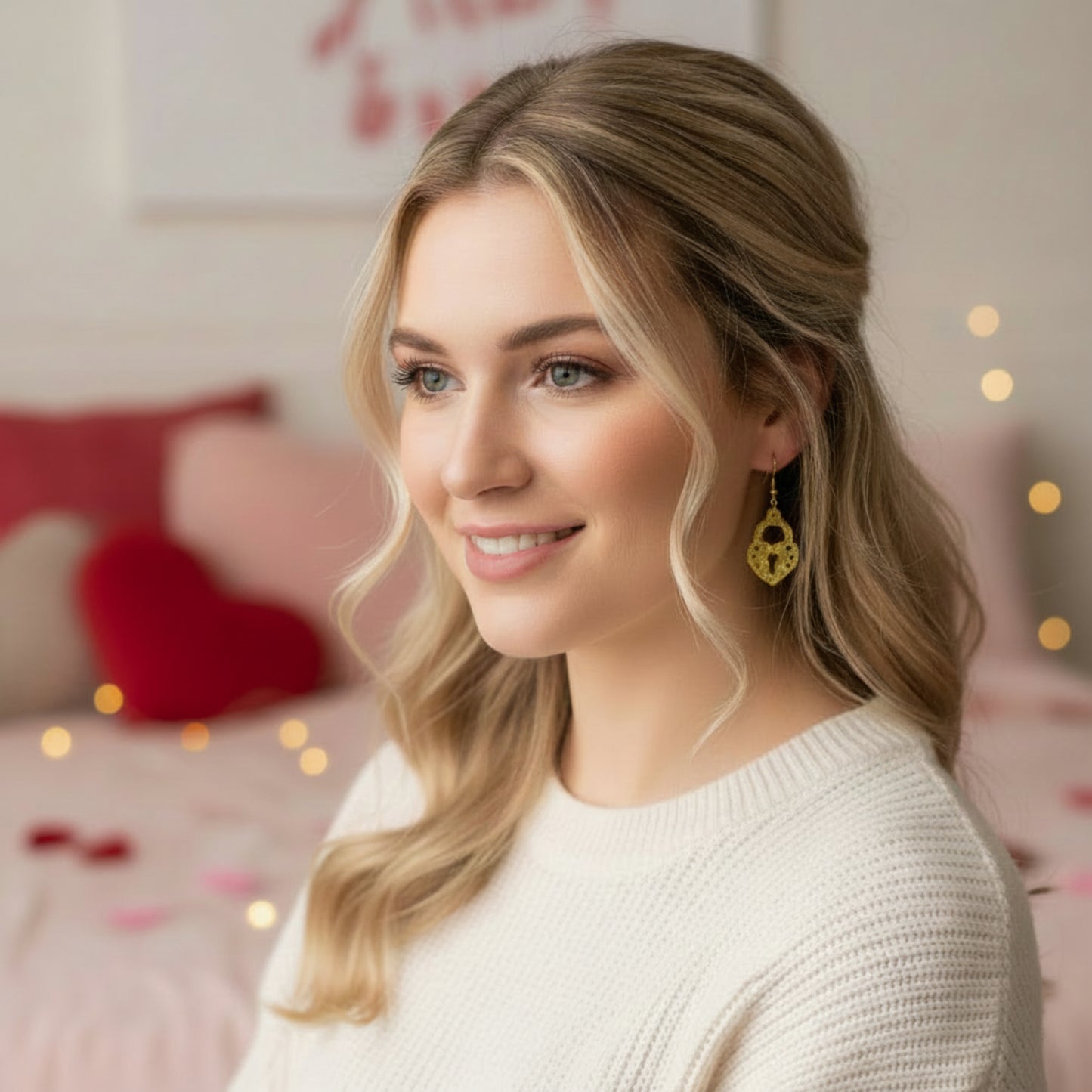 Lock and Key Dangle Earrings - Acrylic