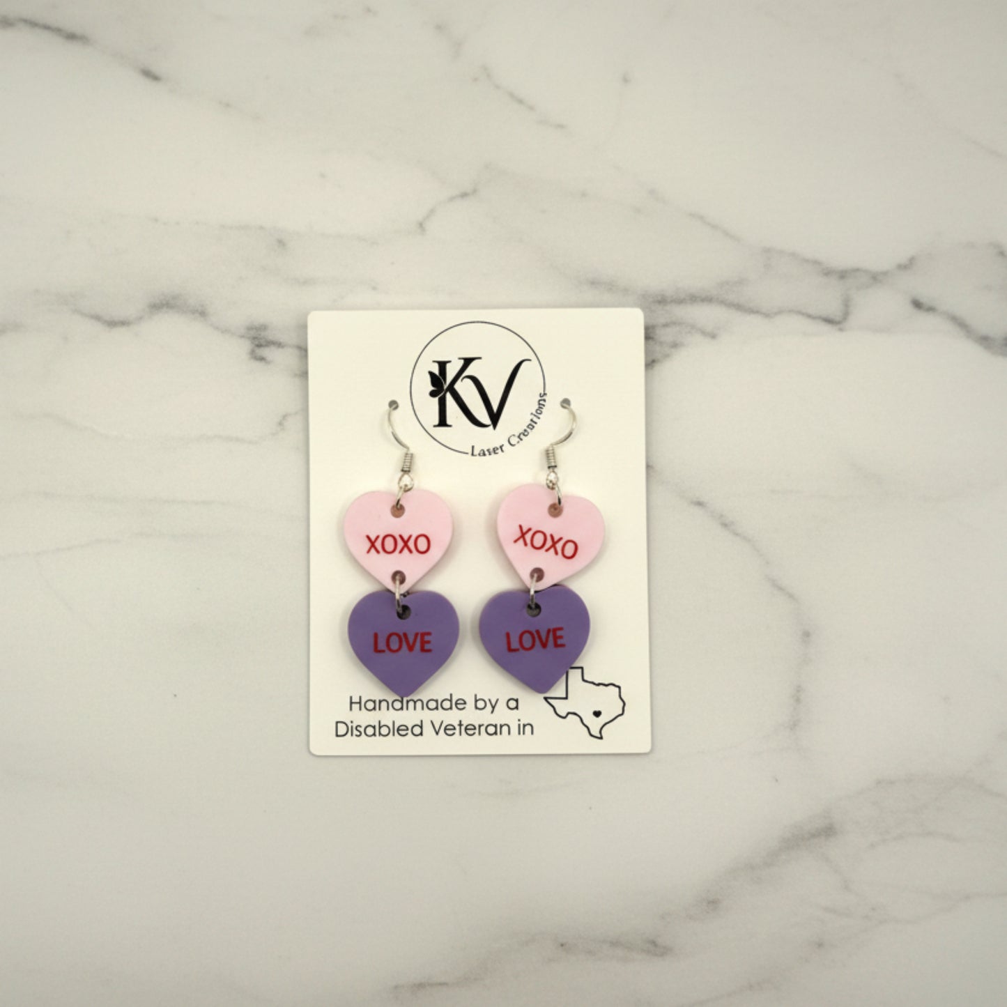 Conversation Heart Dangle Earrings - Acrylic