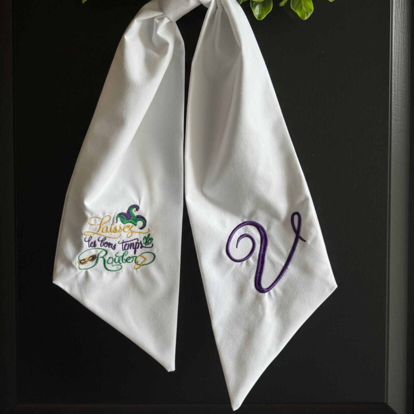 Personalized Mardi Gras Wreath Sash - Embroidered