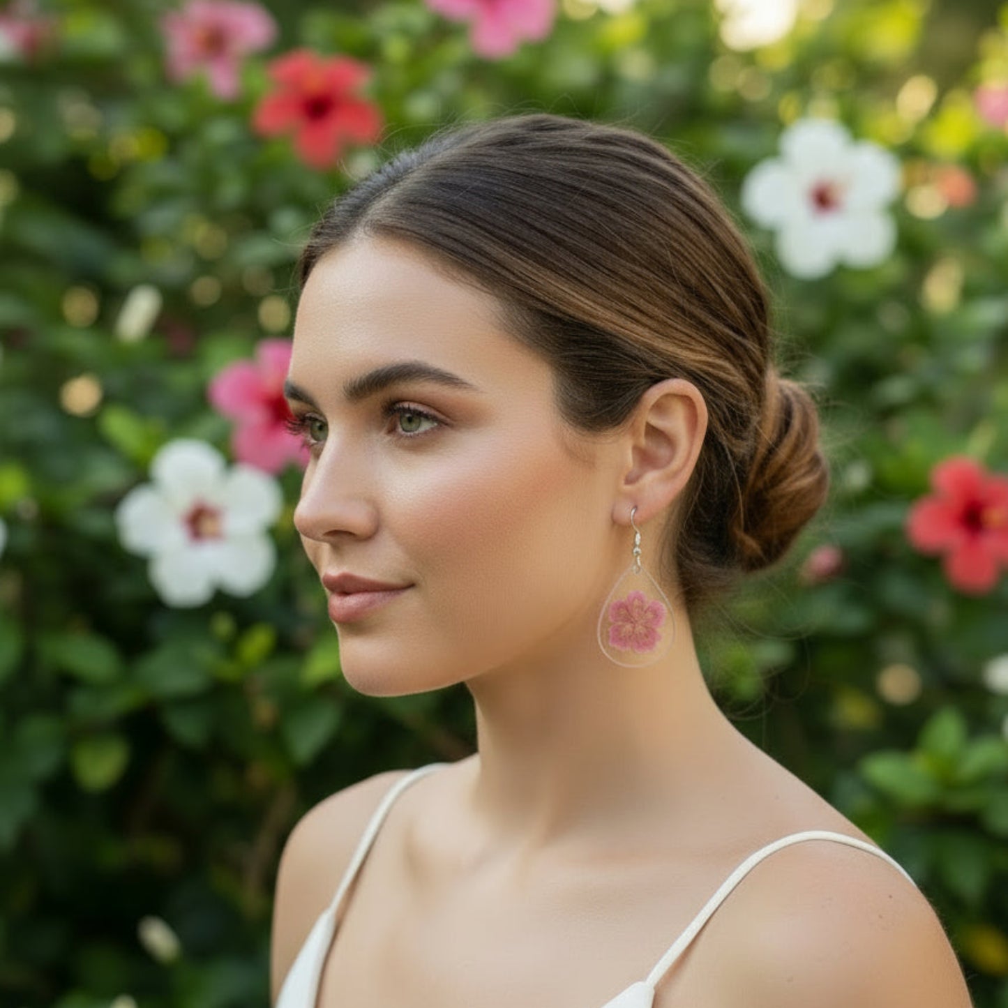 Tear Drop Hibiscus Earrings