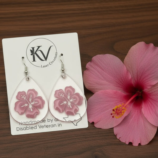 Tear Drop Hibiscus Earrings