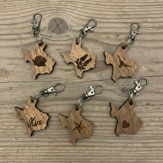 Texas Walnut Engraved Keychain - Personalization Available