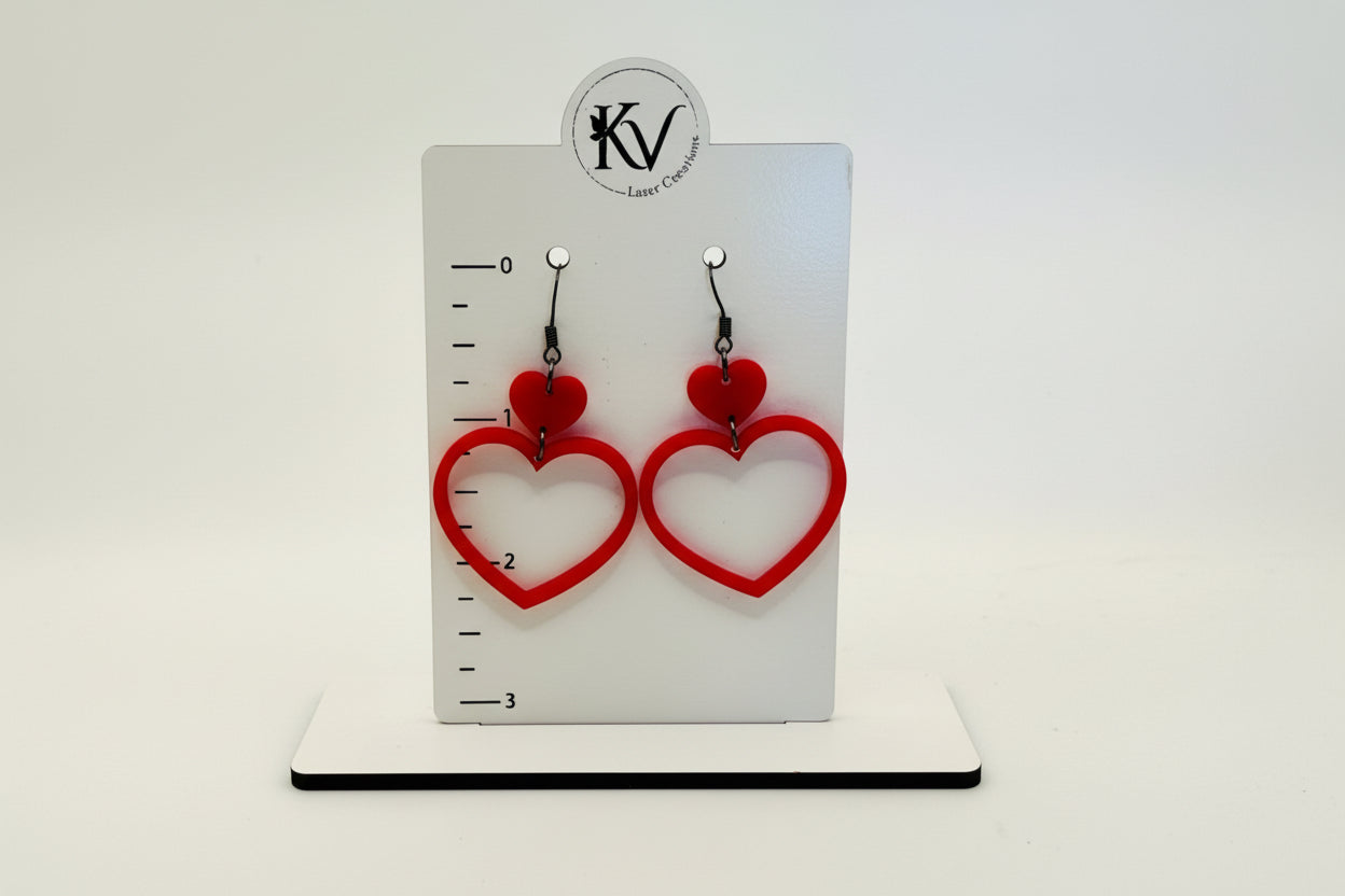 Double Heart Dangle Earrings - Acrylic