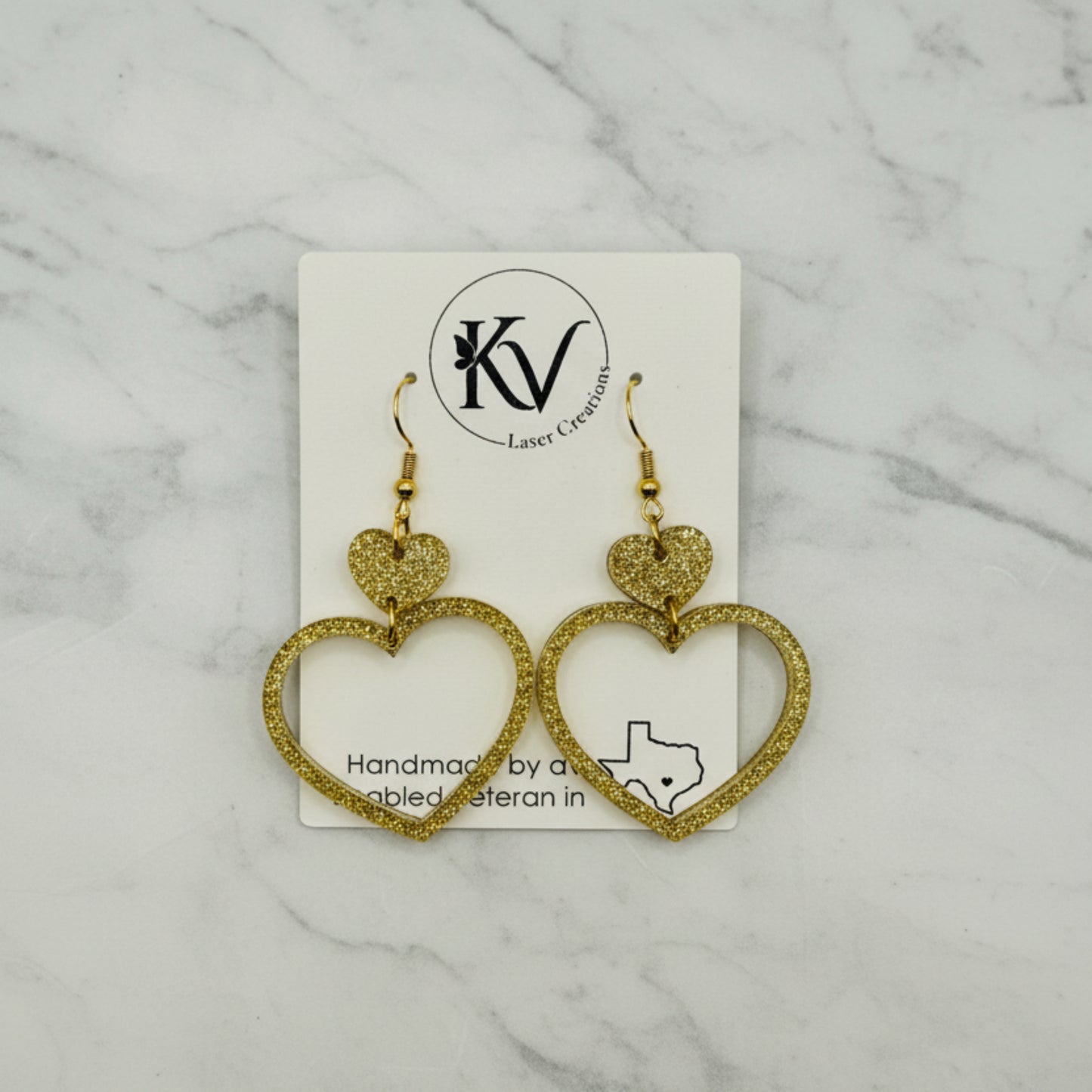 Double Heart Dangle Earrings - Acrylic