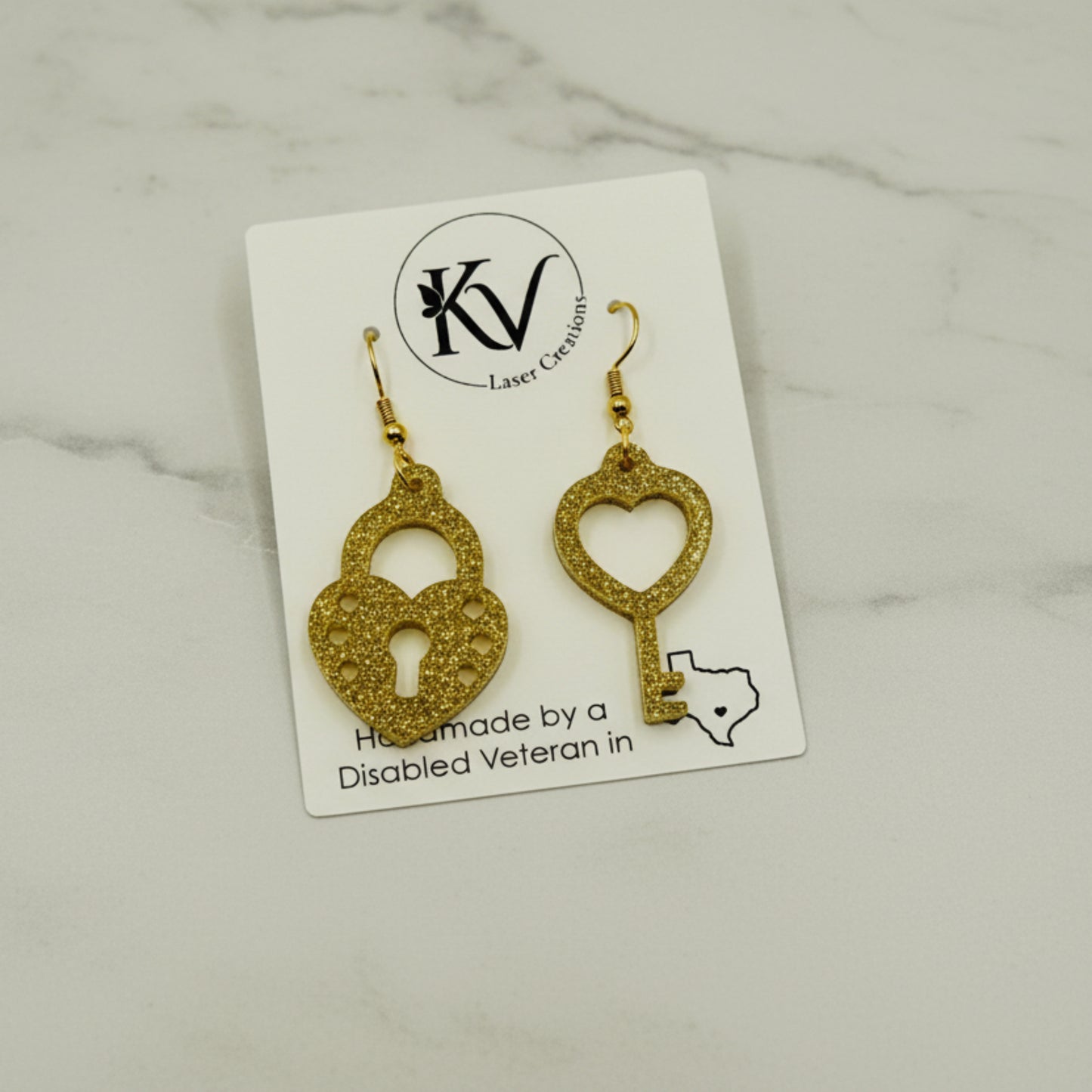 Lock and Key Dangle Earrings - Acrylic
