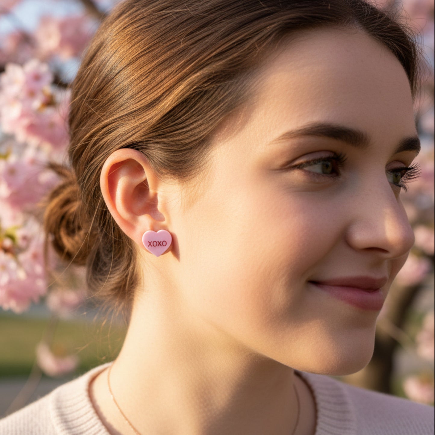 Conversation Heart Earring Studs - Acrylic