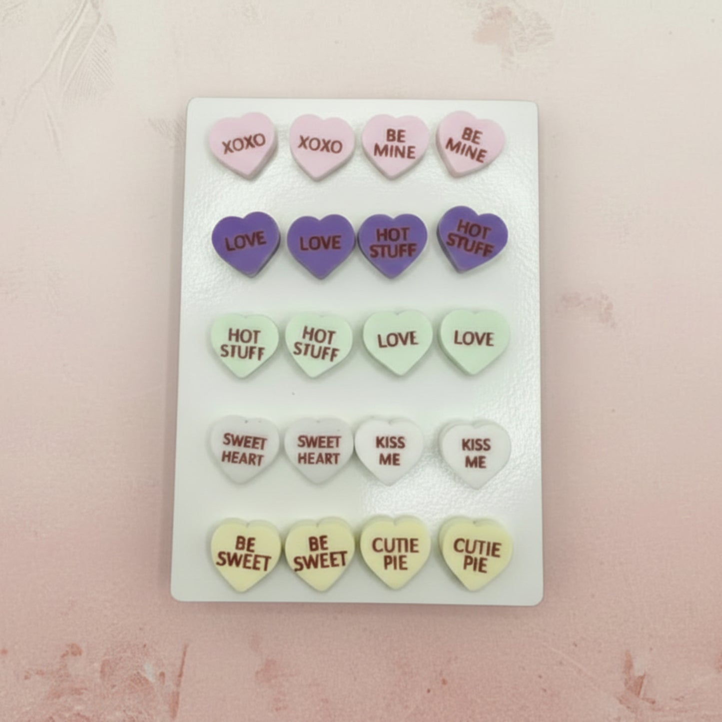 Conversation Heart Earring Studs - Acrylic