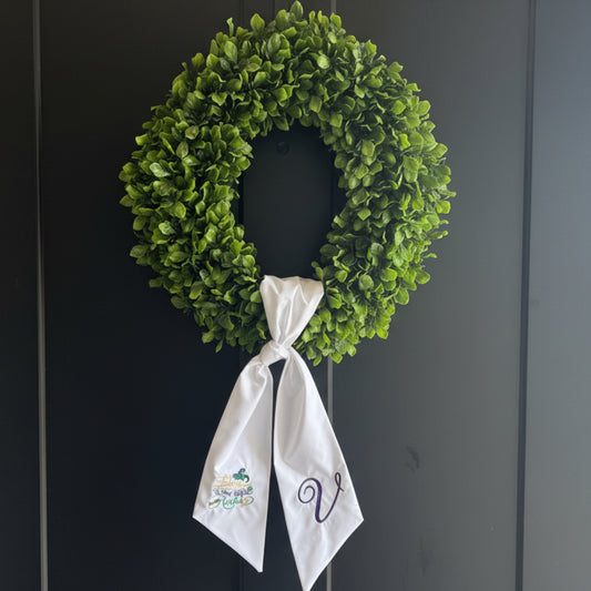 Personalized Mardi Gras Wreath Sash - Embroidered