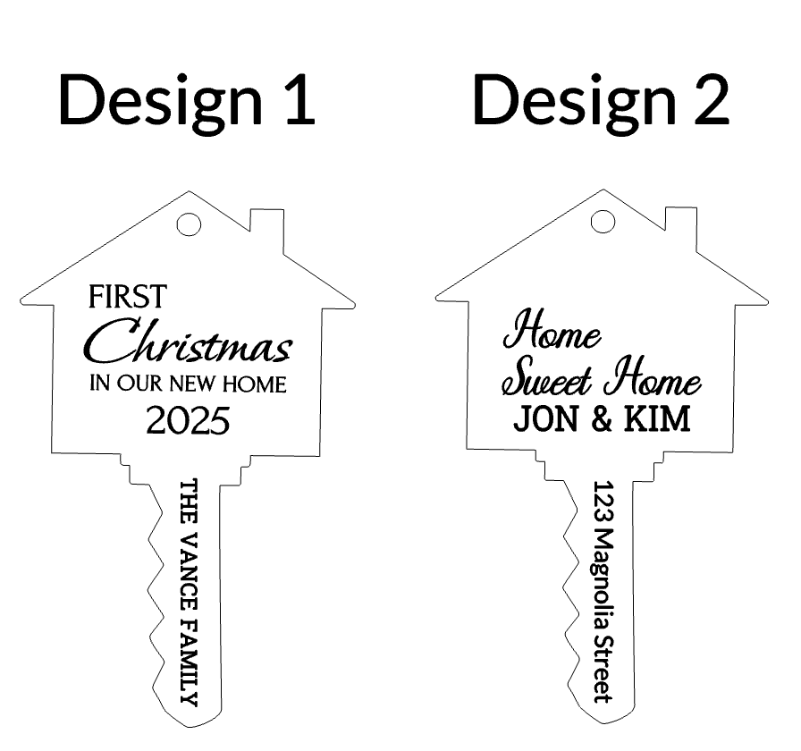 New Home Key Ornament - Wood